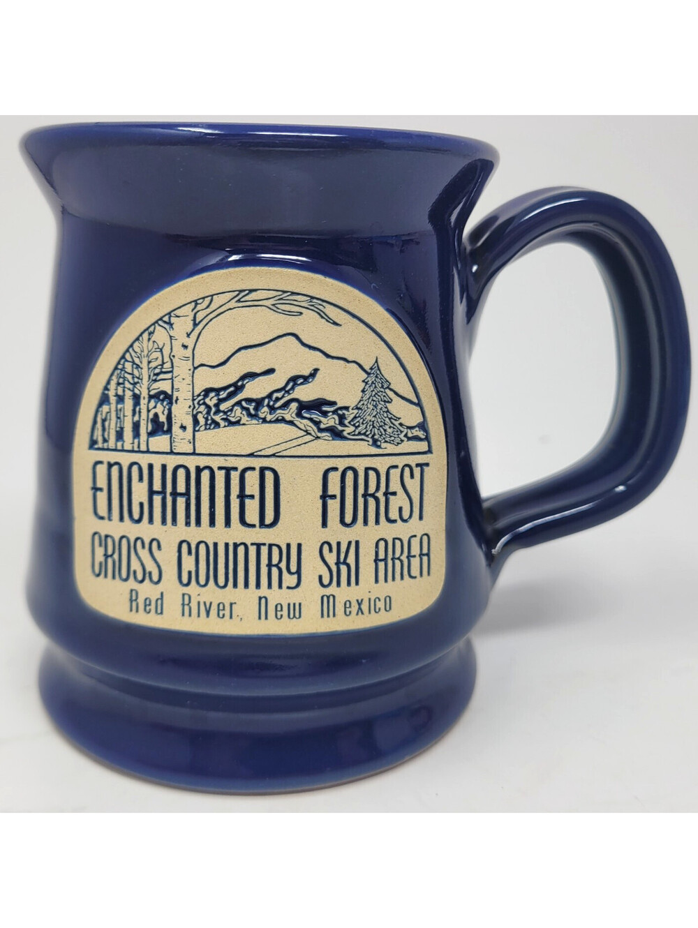 Deneen Pottery Enchanted Forest Cross Country Ski Area New Mexico 2012 Blue Mug